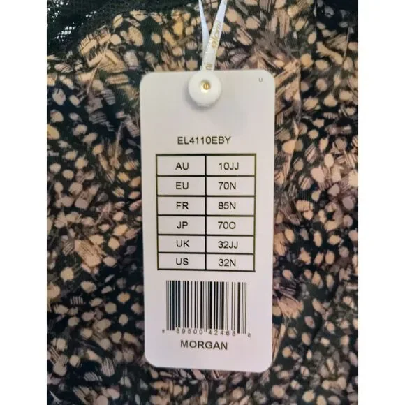 NWT Elomi  Morgan Size 32N  Underwired Plus Size Lingerie Lace Stretch Ebony - Picture 3 of 6